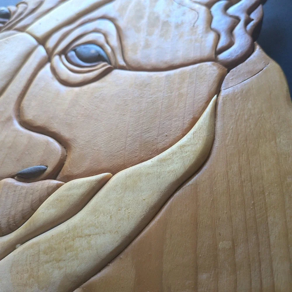 Pit Bull Terrier Intarsia Wood Wall Art Handmade 3D Dog Portrait Plaque 10
